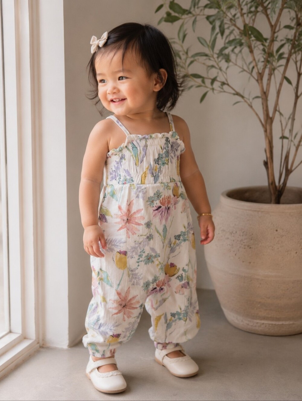 Old Navy Baby 12–18M Garden Floral Gauze Jumpsuit Romper Boho Spring